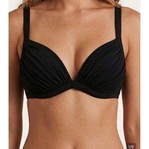 2Bamboo Black Twist Underwire Bikini Top Bra Sized Swimwear RN52419 NWT
